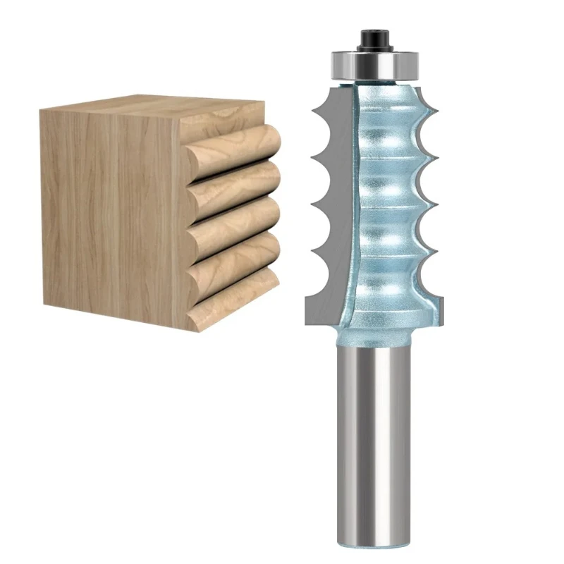 

Wood Carving Four Bead & Four Flute Large Molding Router Bit Set Line Knife Woodworking 1PC 8mm 12mm 12.7mm Shank Milling Cutter