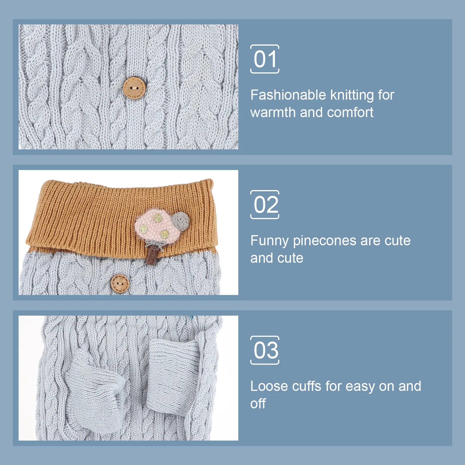 

Pet Winter Sweater Turtleneck Costume Small Dog Puppy Apparel Warm Cotton Attractive Eyecatching Photo Prop Festival