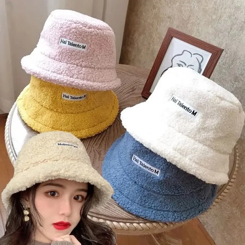 Women's New Versatile Net Red Lamb Hair Fisherman Hat Autumn/Winter Korean Fashion Hat