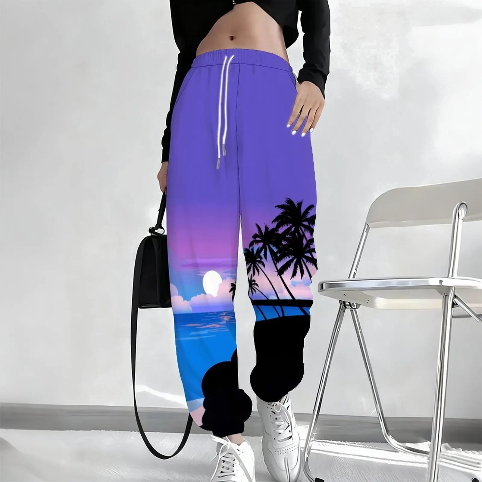 Winter Pocket Trousers Women's Daily Casual Yoga Pants Autumn Printed Sportswear Pants Fashion Drawstring Jogging Pants
