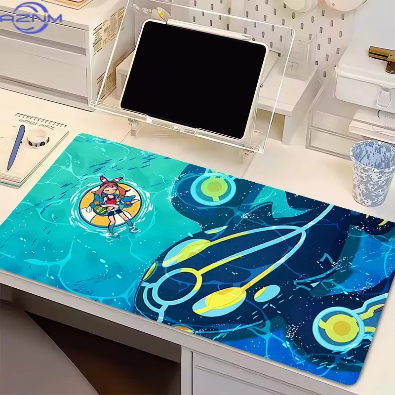 Pokemon Pikachu Squirtle Bulbasaur Summer Beach Large Mouse Pad Non Slip Rubber Gaming Desk Mat Table Mat for Game Office Decor