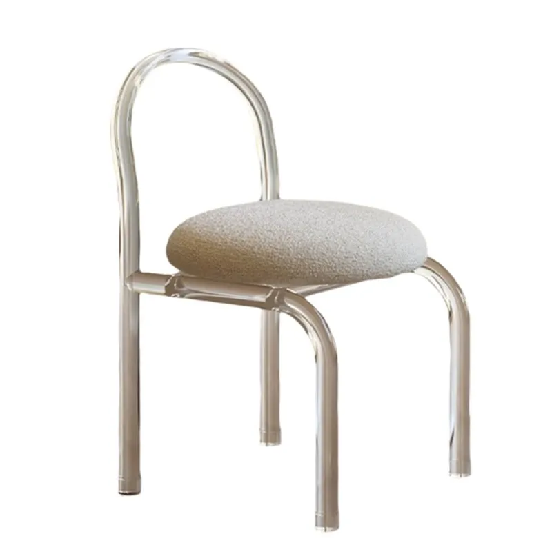

Nordic simple bedroom makeup chair home backrest Internet celebrities ins acrylic transparent chair dressing stool