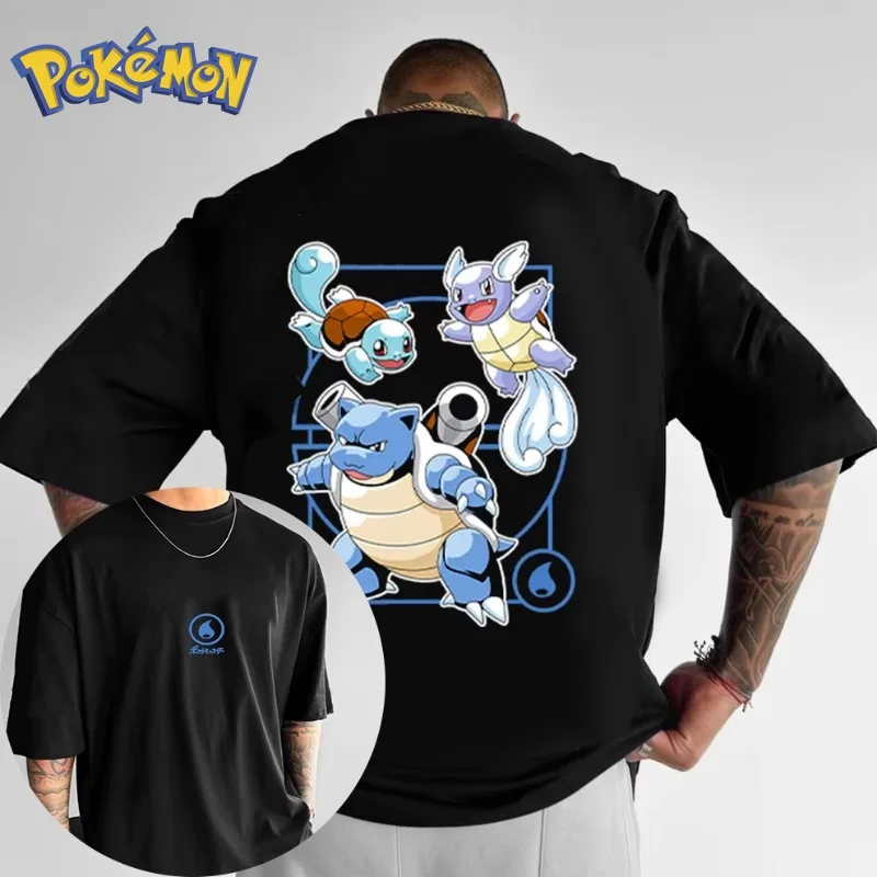 

Футболка с принтом Pokémon Peripheral Blastoise, новинка лета, мужская и женская Y2K Harajuku, свободный повседневный универсальный топ с короткими рукавами