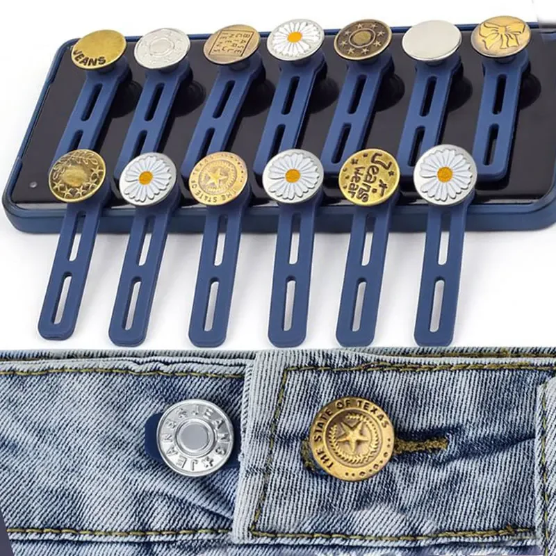 3 5 Pieces Waist Button Buckle Extension Extender Nail-free Expanded Waist Button Detachable Adjustment Buttons for Pants Jeans