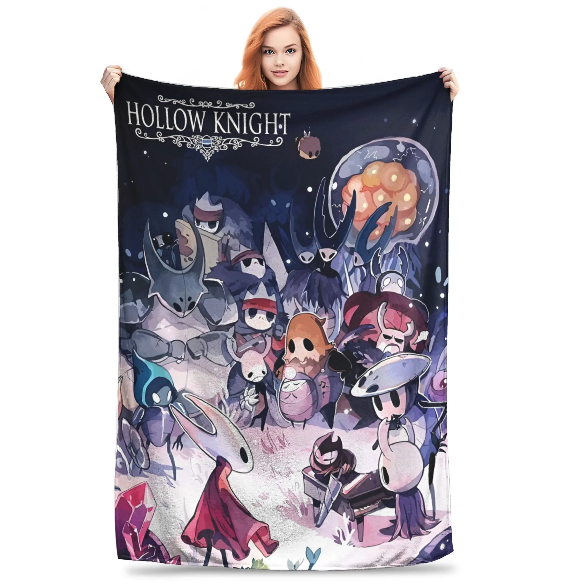 

Одеяло Hollow Knight с забавными играми для дивана, мягкое уютное плюшевое одеяло 50x60 дюймов, покрывало разных размеров на все сезоны