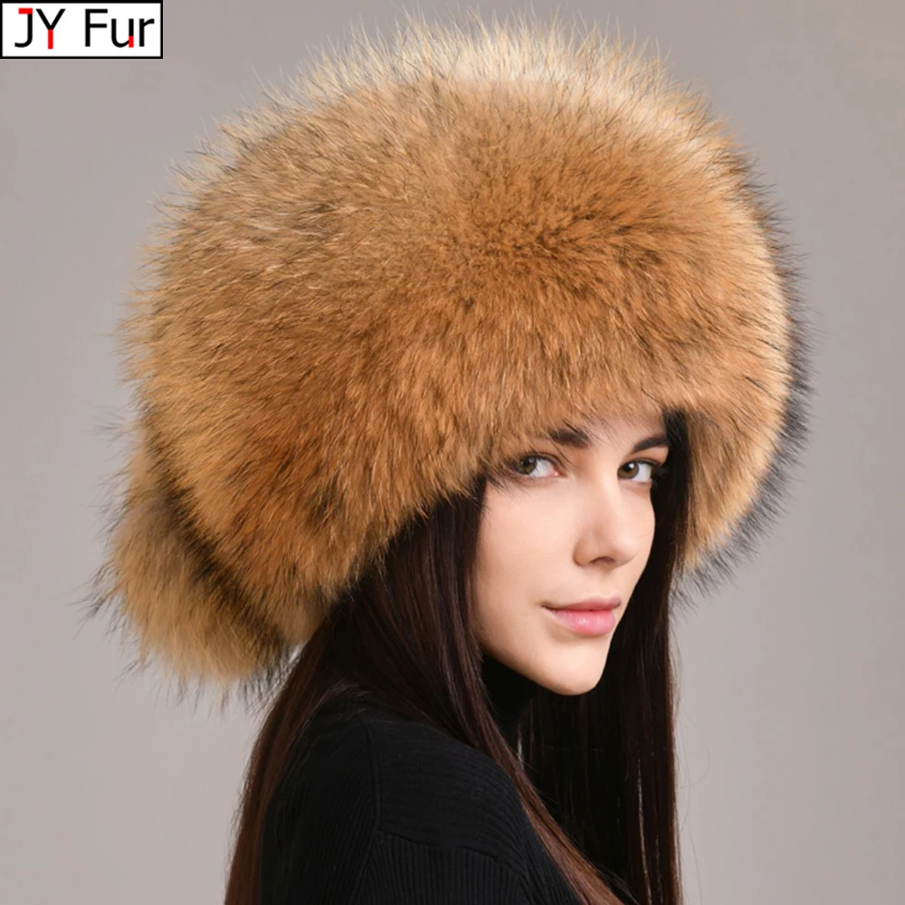 Natural Fox Fur Hat Russian Ushanka Female Winter Hat For Women Warm Fluffy Popular Style Female Tail Cap Fashion Real Fur Hats