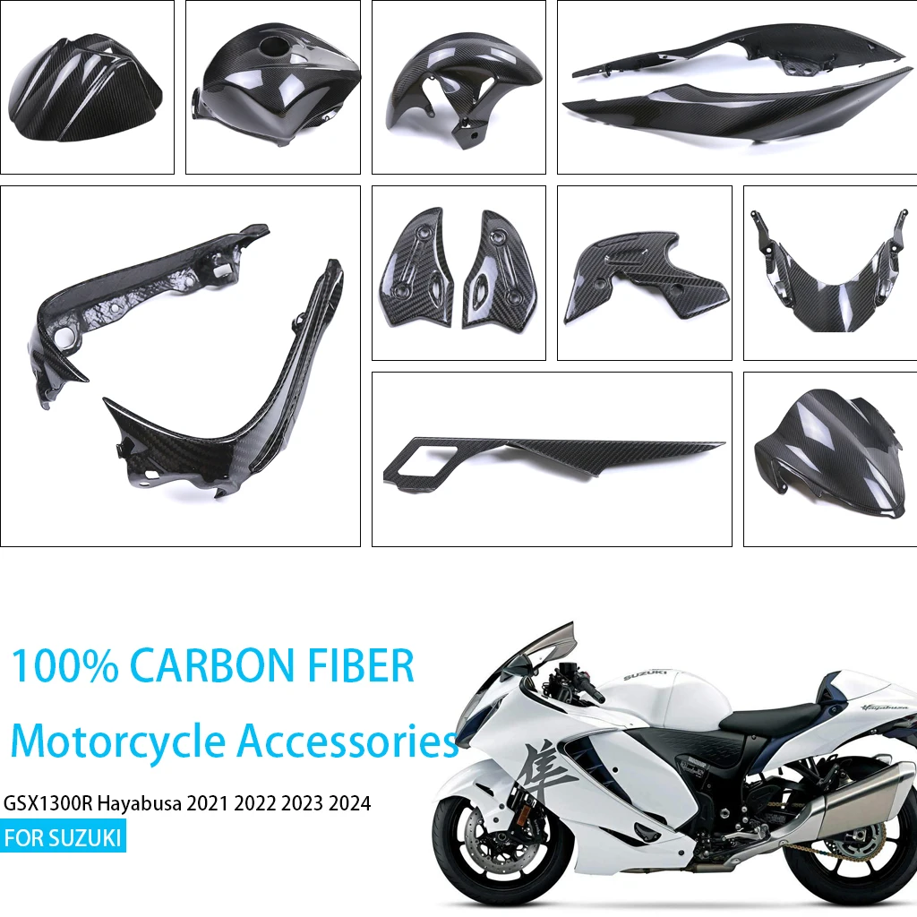 Motorcycle Parts Protector Fender 100% Carbon Fiber Fairings Kit Side Panels Accessories For SUZUKI GSX1300R Hayabusa 2021-2024