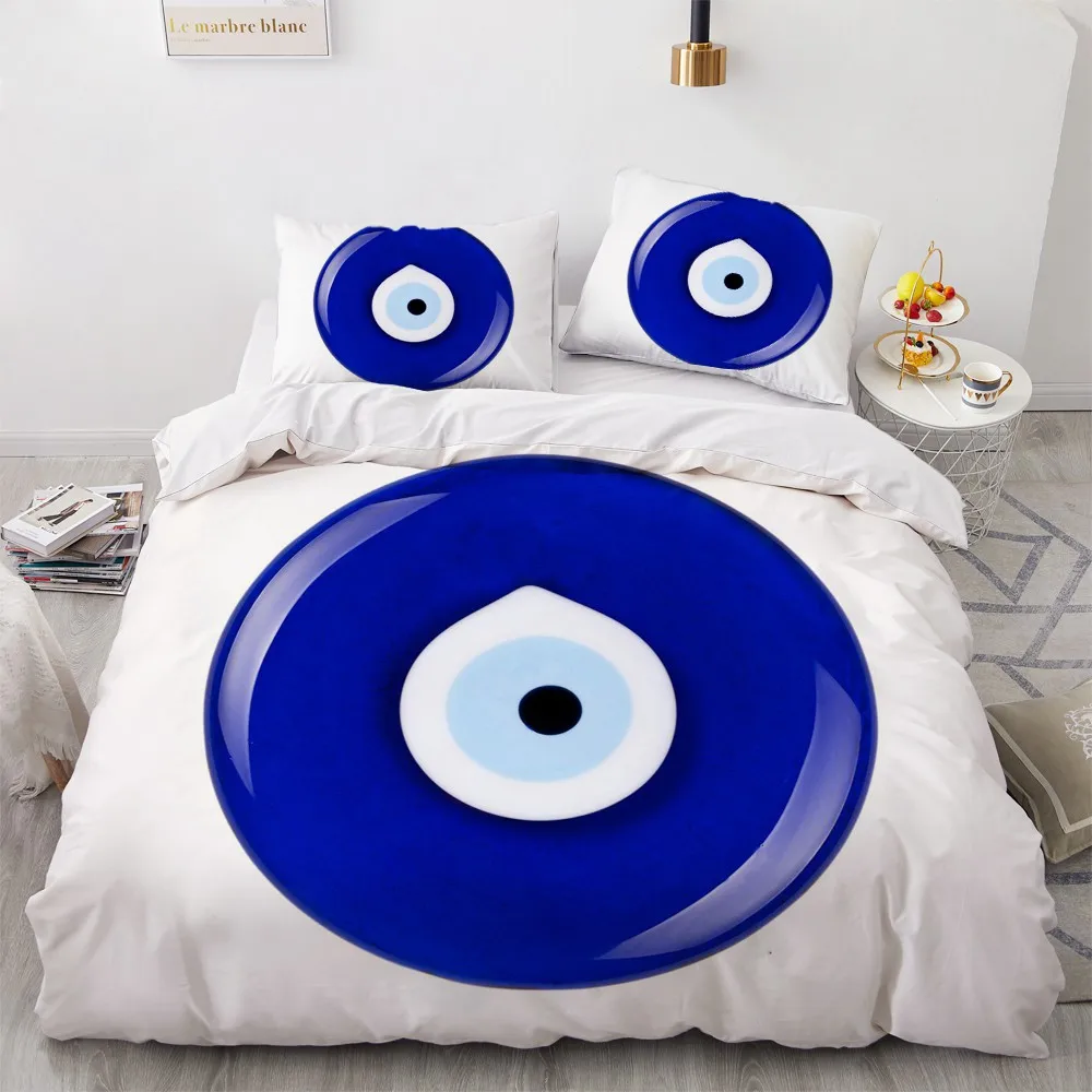 3D Evil Eye Duvet Cover King Queen Size Psychedelic Magic Drawing Eyes Bedding Set Kids Teens Adults Polyester Soft Quilt Cover