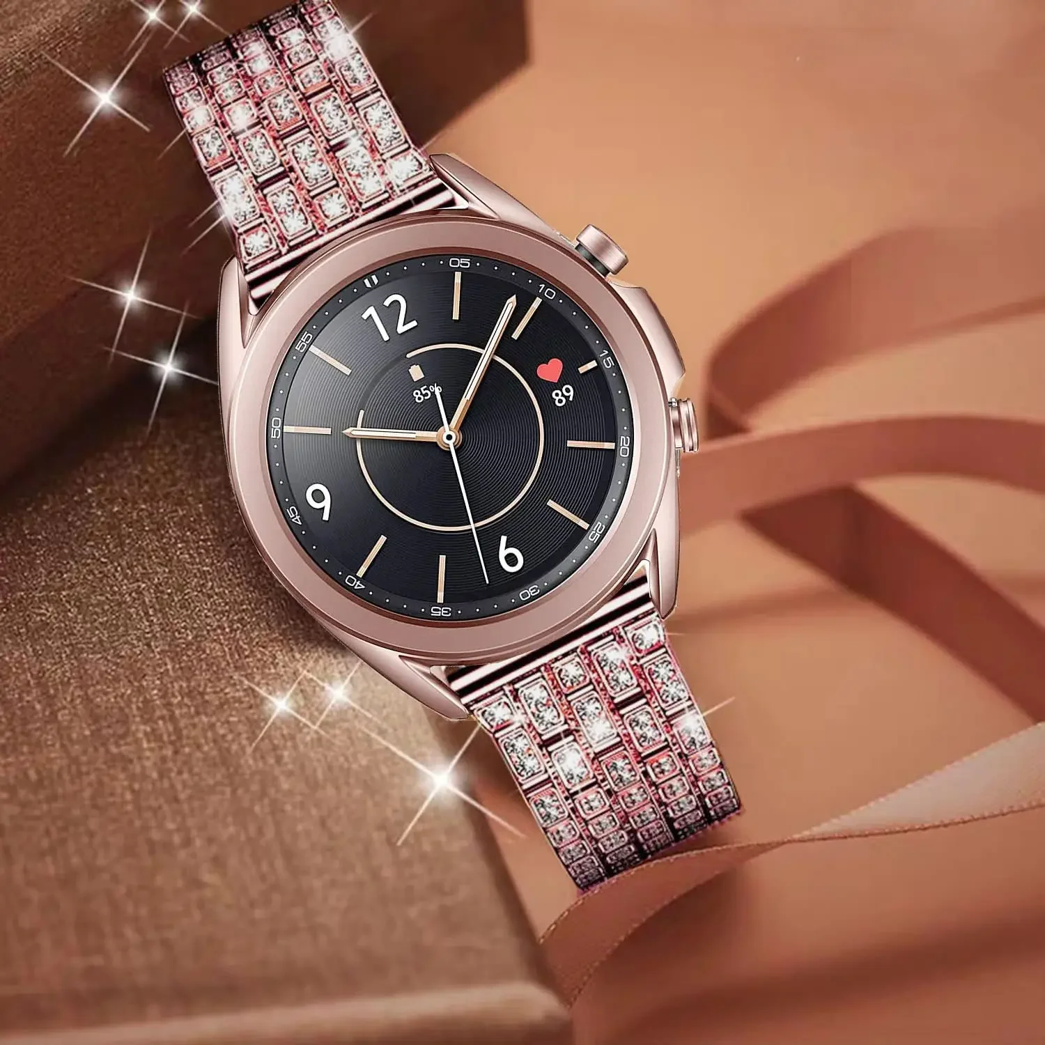 Rotterdam Kly Bling Diamond Strap, Bracelet pour Samsung Galaxy Watch 6, Classic 5 Pro 45mm, Watch 4, Classic 42, 46mm, Active 2 40mm, 44mm