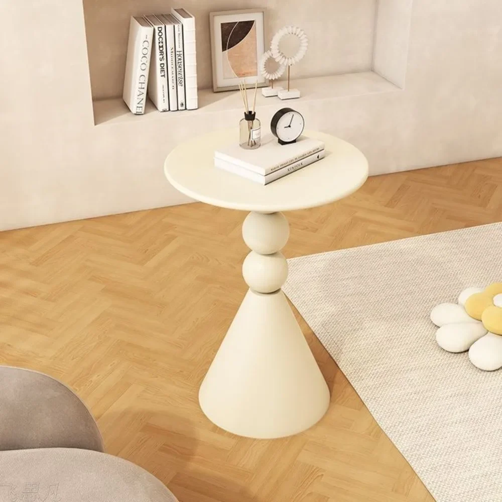 Minimalist Nordic Style Circle White Sofa Side Table For Small Living Room Bedroom Small Spaces Creative Coffee End Table