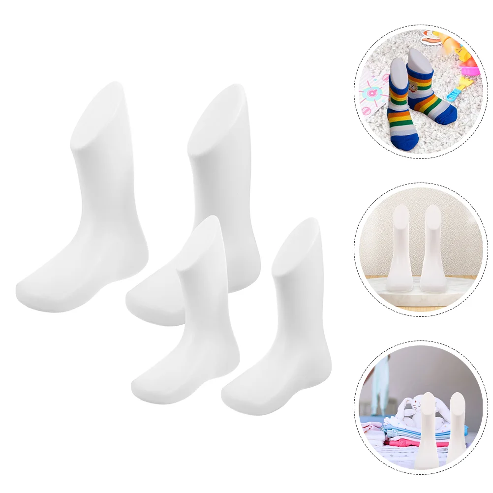 

4 Pcs Baby Foot Mold Shoes Mannequin Display Feet Model Sock Plastic Small Fake Shop