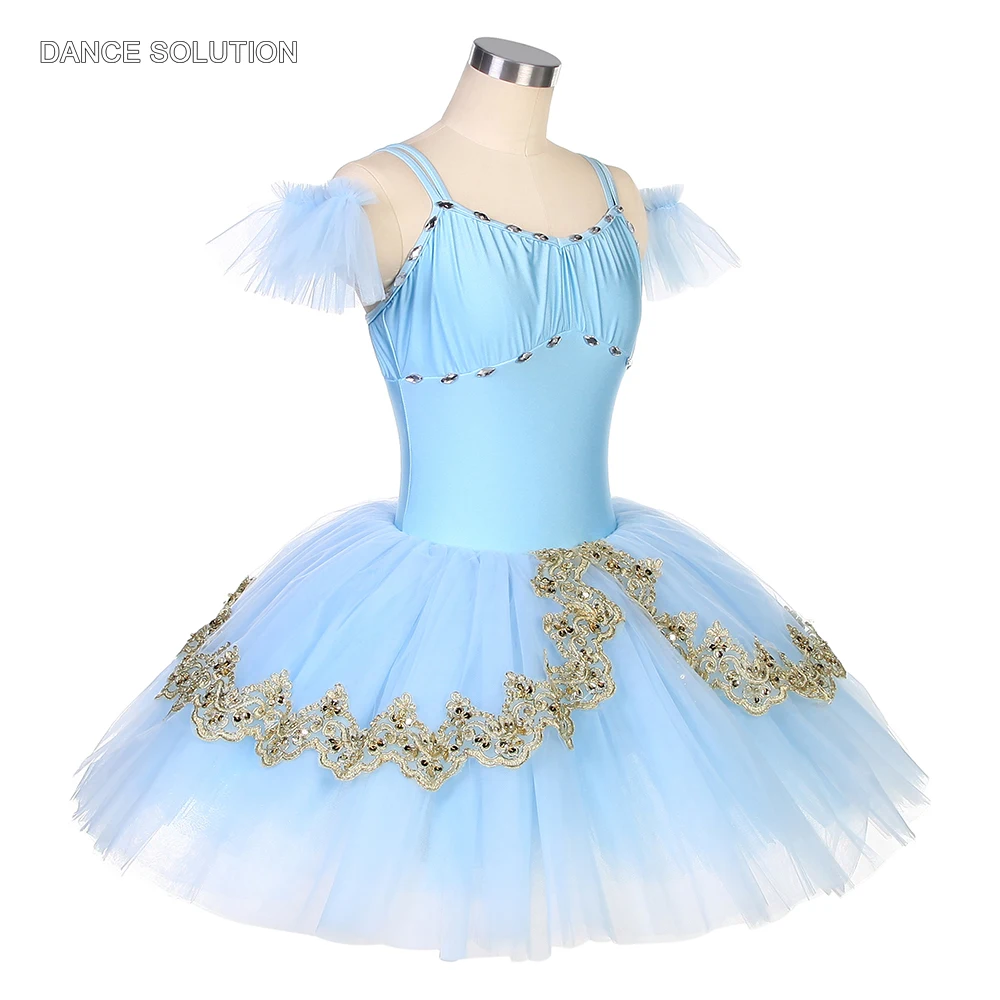 Sky Blue Spandex Camisole Bodice with Bell-shaped Tutu Skirt Ballet Costumes for Women & Girls Performance Dance Wear BLL073