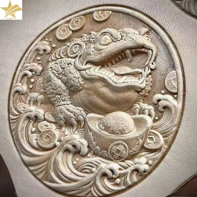 3D Three Legged Money Toad Leather Embossing Mold Round Feng Shui Lucky Coin Pattern Leather Stamp DIY Leather Craft Tool