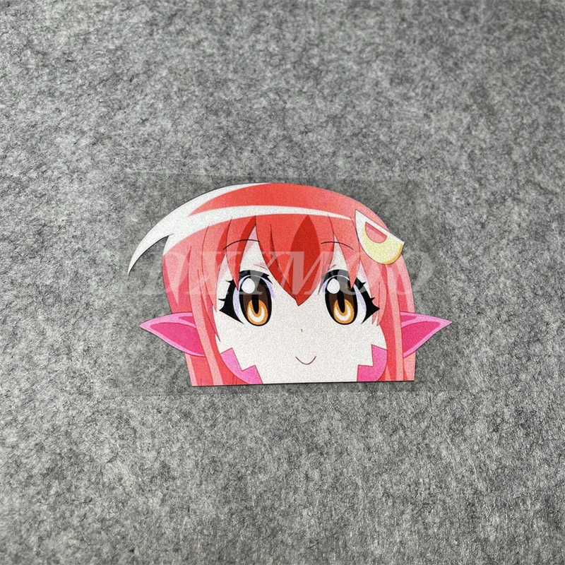 Cartoon Car Styling Vinyl Decal for Cute Big Eyes Monster Musume Miia Peeker Finger Motor Bike Guitar Skateboard Sticker