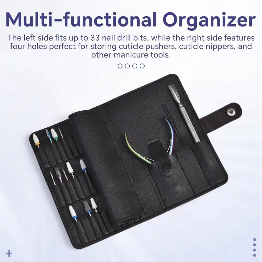 37 posições dobrável prego brocas saco portátil titular diy unhas arte ferramenta de armazenamento macio carteira sacos acessórios manicure