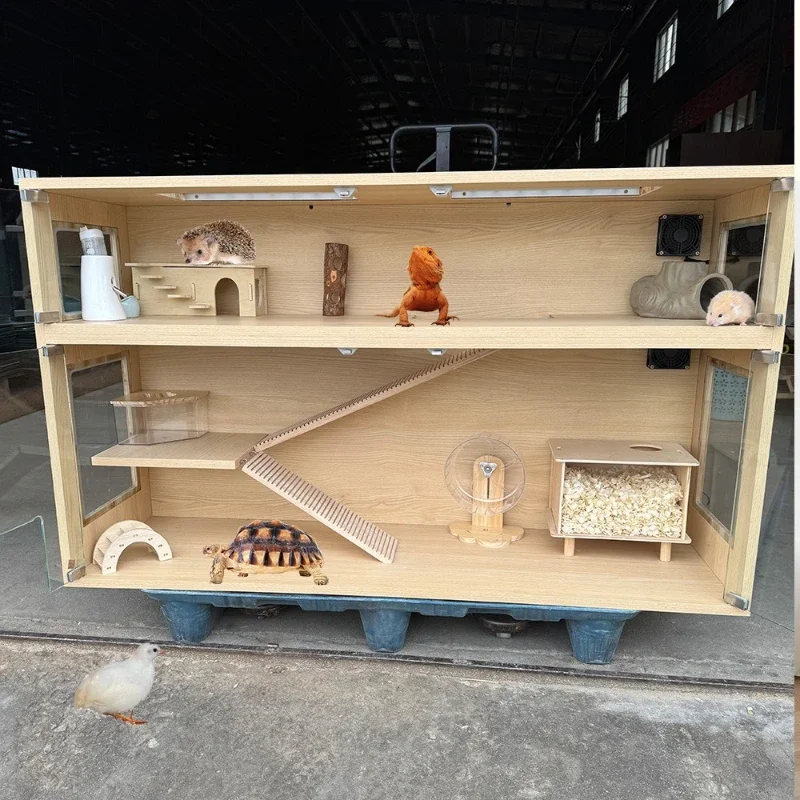 Solid wood climbing pet box, constant temperature smart feeding box, maned lion, lizard, tortoise, palace guard, hedgehog