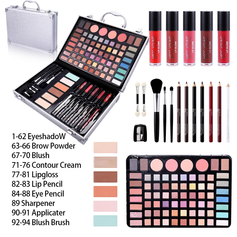 3 Colors All In One Makeup Palette Shimmer Matte Eyeshadow Blush Lipstick Multifunctional Portable Daily Facial Cosmetic Set