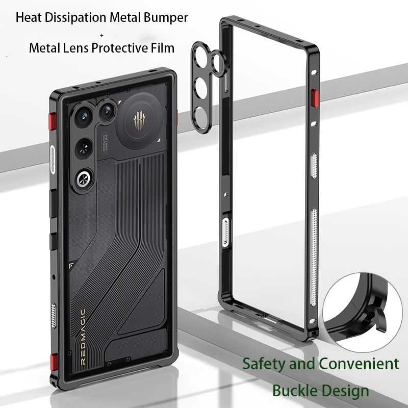 

Metal Frame Bumper Case For ZTE RedMagic 11 Air air Cooling Aluminum Alloy Edge Hard Bumpers Heat Dissipation Casing