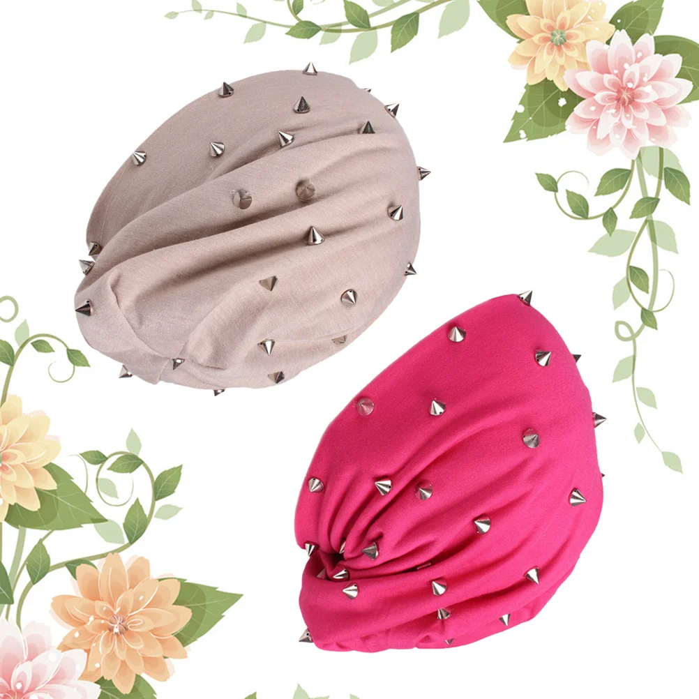 

2Pcs Rivet Turban Cap Soft Elastic Warm Winter Hat Comfortable Beanie Neck Scarf Chemo Cap Casual Sleep Headwear for Women Men