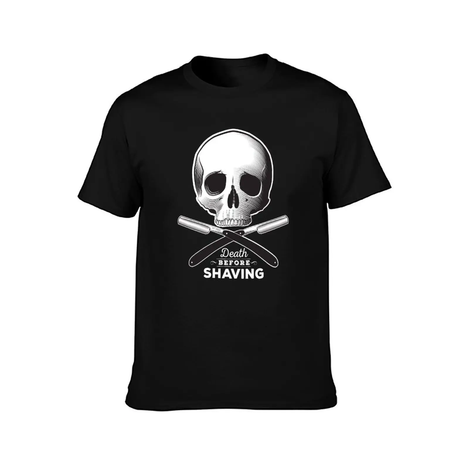 Death before shaving - dark background T-Shirt Summer Casual Cotton Tee Oversized Streetwear Tops Vintage Graphic Print