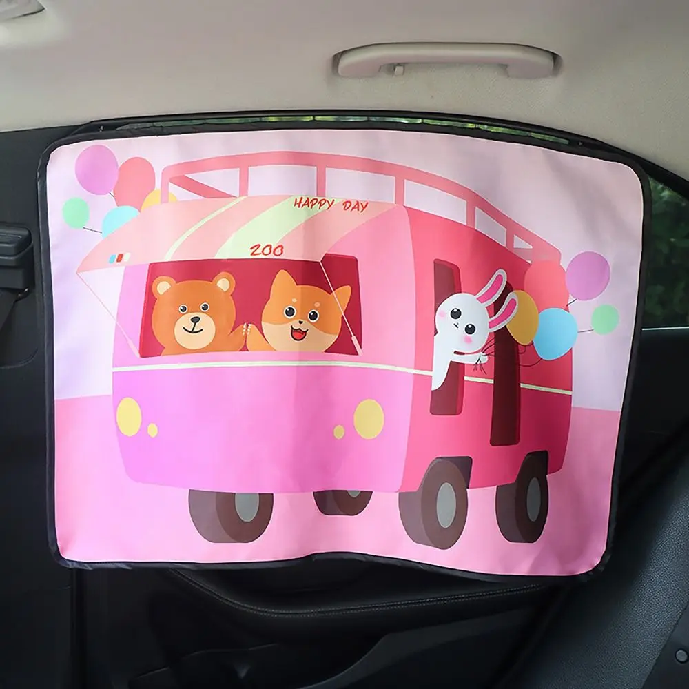 Embedded Rail Car Curtains Love Bear Printed Heat Insulation Auto Window Privacy Divider Car Sunshades for Car Accessories