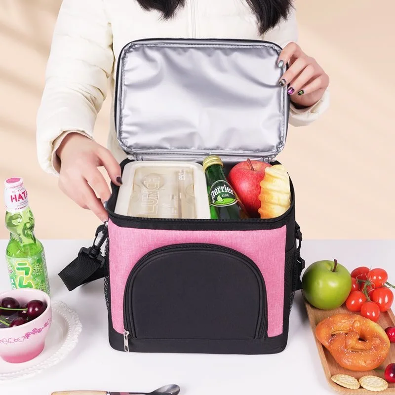 حقيبة غداء محمولة سعة 10 لتر، صندوق حراري للطعام، صندوق غداء مبرد مكتبي متين مقاوم للماء مع حقيبة معزولة بحزام كتف قابل للتعديل