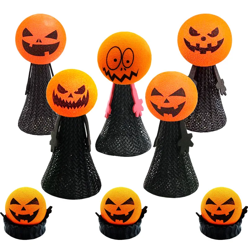 

5 Pcs Novelty Funny Halloween Pumpkin Head Bouncing Elf Toy Creative Fun Nostalgic Toys Tabletop Games Toys Halloween Prank Toys