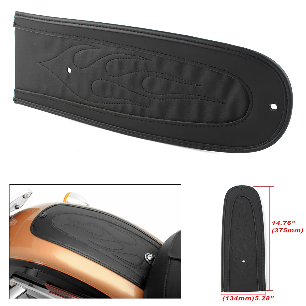 Black Flame Stitch Leather Motocycle Rear Fender Bib For Harley Dyna 2006-2017