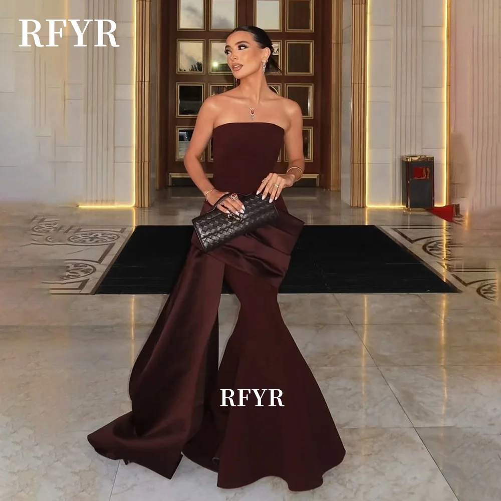 

RFYR Mermaid Party Dress Pleats Prom Dress Side Train Formal Occasion Dresses for Women مناسبة رسمية Customized