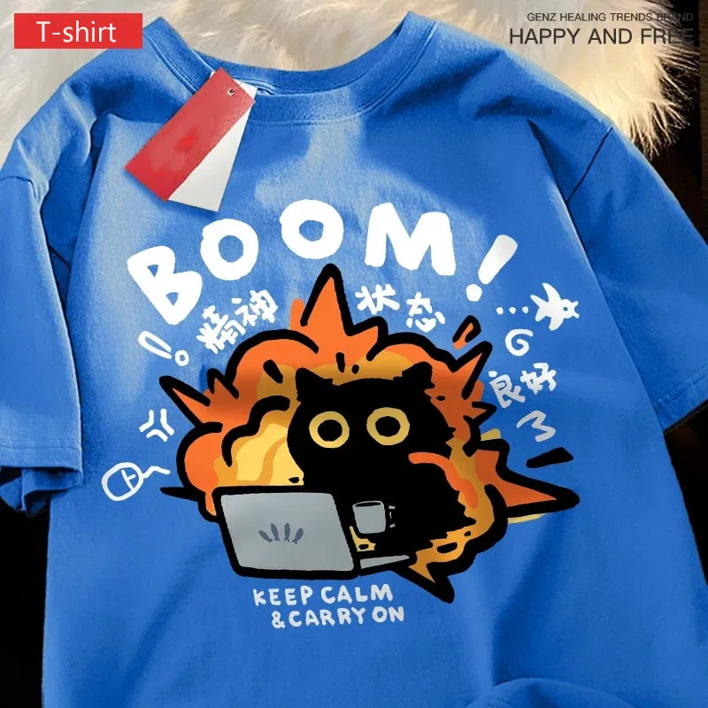 Loses Kurzarm-T-Shirt für Herren/Damen, 2024, neues amerikanisches Ins-Harajuku-Retro-bedrucktes Top