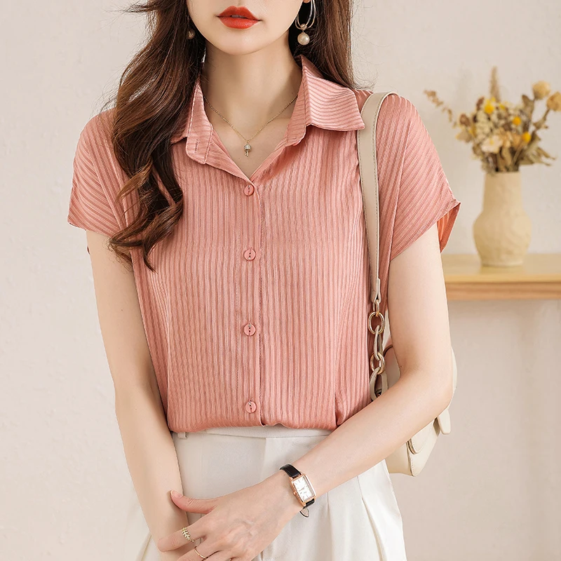 New elegant ladies shirts Fashion women blouses New chic Spring autumn causal short sleeve blouses mujer blusas