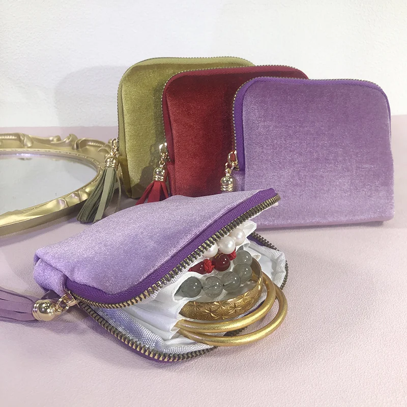 High-end Velvet Jewelry Storage Bag Six Layers Crystal Bracelet Tassel Storage Bag Bracelet Cloth Bag Jewelry Bag Accessories image 2