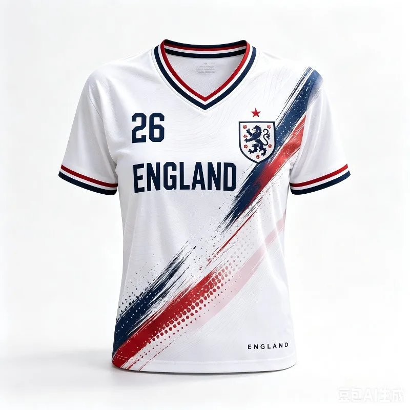 England Fan Inspired 3D Print Soccer Jersey Three Lions Brush Stroke Graphic V Neck Quick Drying Unisex Sports Football T-shirt