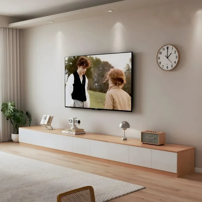 for Nordic Log Style Simple Modern TV Cabinet Living Room Household Small Apartment Floor Locker New TV Stand
