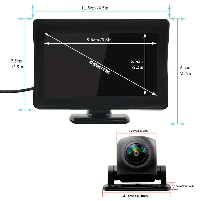 4.3-Inch Adjustable Rear View Camera for Cars with Monitor Complete Set for Vehicle Reversing,  And Backup Display Guidelines