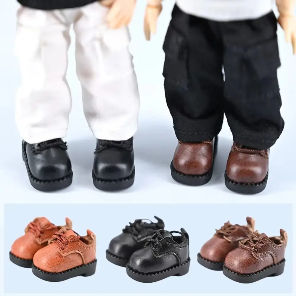 Con cordones Obitsu11, zapatos para juego de simulación, bonito atuendo, botas de cuero para muñecas, zapatos para muñecas de cuero de vaca negro y marrón 1/12BJD