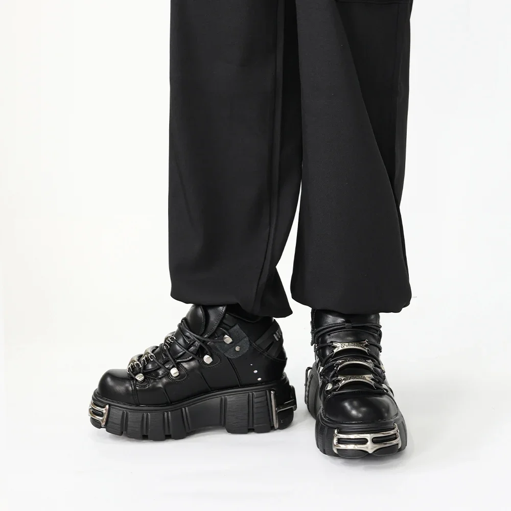 2026 NEW Punk Style Women Shoes Lace-up heel height 6CM Platform Shoes Woman Gothic Ankle Rock Boots Metal Decor Woman Sneakers