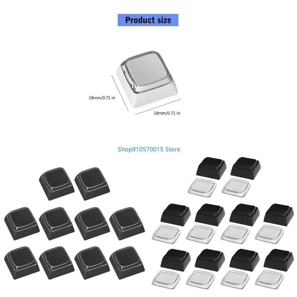 B95C 10Pcs Blank DIY Keycap Mechanical Keyboards 1U XDA Profile No Print Keycap Set for MX Switches