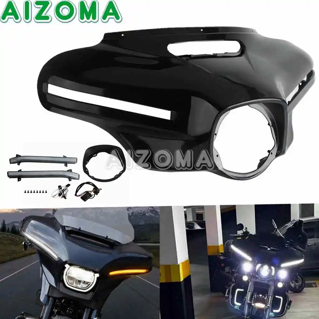 

Front Windshield Touring Fairing LED Outer Bawting Cowling For Harley Electra Glide Tri Glide Ultra Classic CVO SE FLH 2014-2024