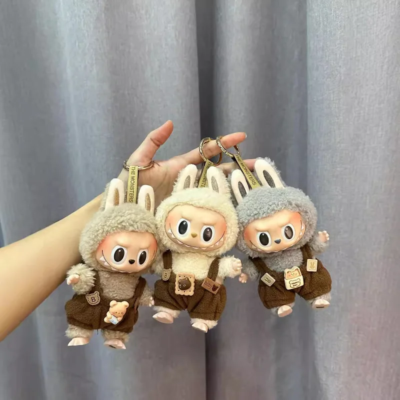 

Мини 17 см для одежды Labubu, виниловая игрушка, подвеска, глухая коробка, носимый аксессуар для куклы для плюшевых девочек, коллекционная фигурка