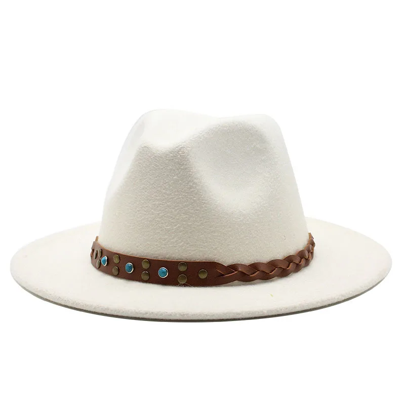 Popular Felt Cap British Style Belt Retro Easy Matching Top Hat Men Women Fedora Hat Woolen Hat 5