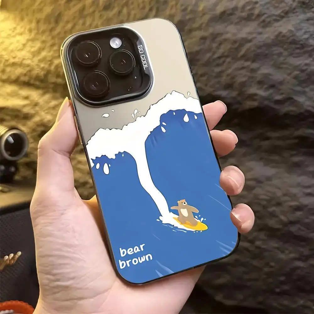 

Speedboat Bear Phone Case for iPhone 16 15 14 13 Pro 12 11 Pro Xs X XR Max 8 7 SE Laser Hard PC+TPU Cases Back Cover