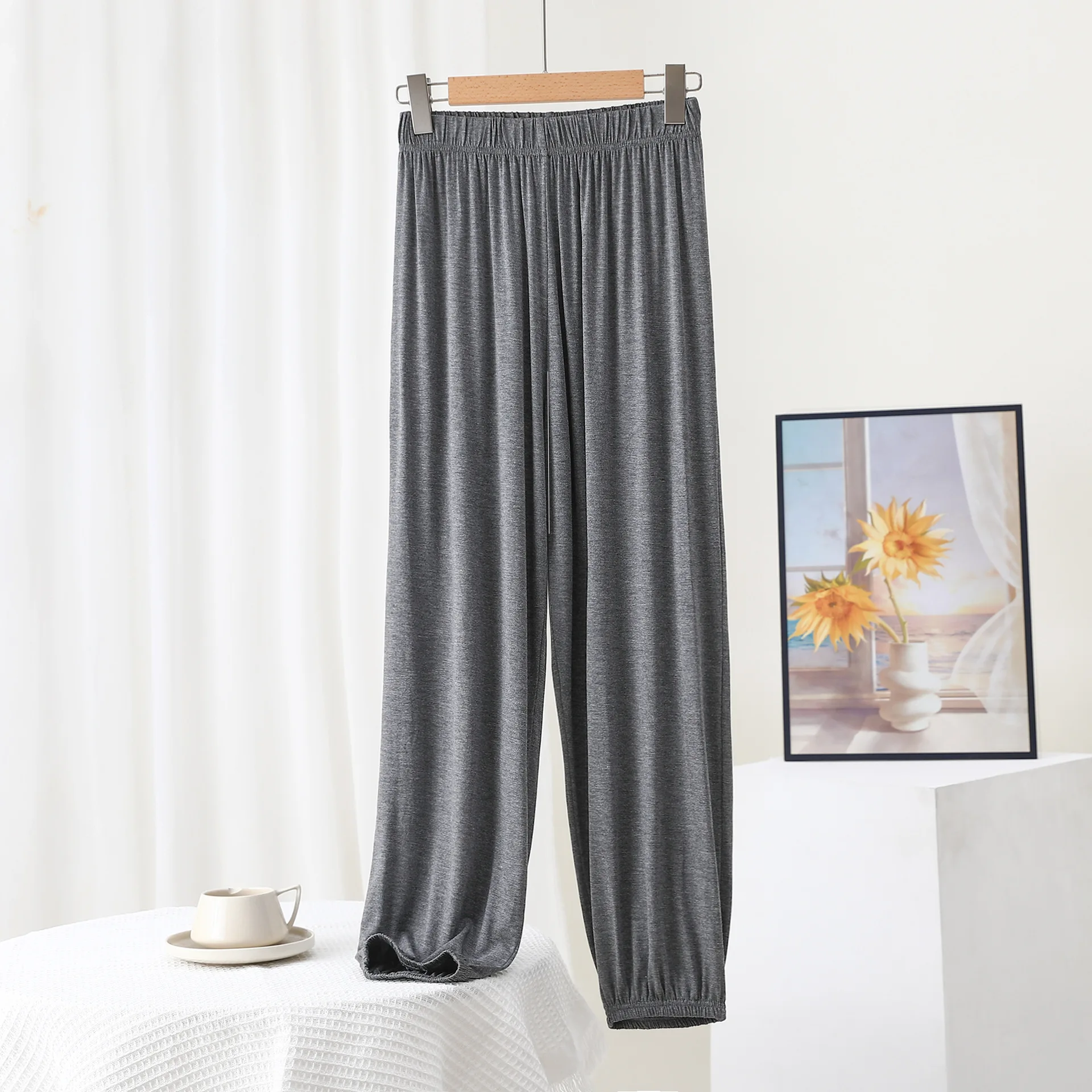 Pantaloni del pigiama estivo pantaloni della tuta larghi Casual da donna pantaloni a nove punti pantaloni da casa pantaloni tinta unita Pantalones De Mujer