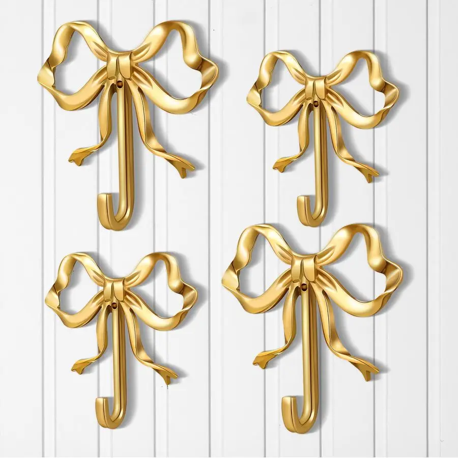

Pcs Gold Bow Knot Hooks Brass Bow Wall Door Hanger Towel Hooks Brass Coat Hanger Decorative Holder for Valentines Day Wedding Ba