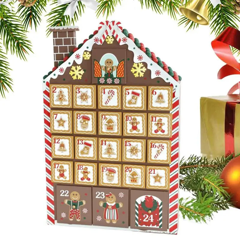 

Christmas Wooden Calendar Advent Reusable house Advent Calendars With Built-in Led Light Wood Fidget Countdown Calendar