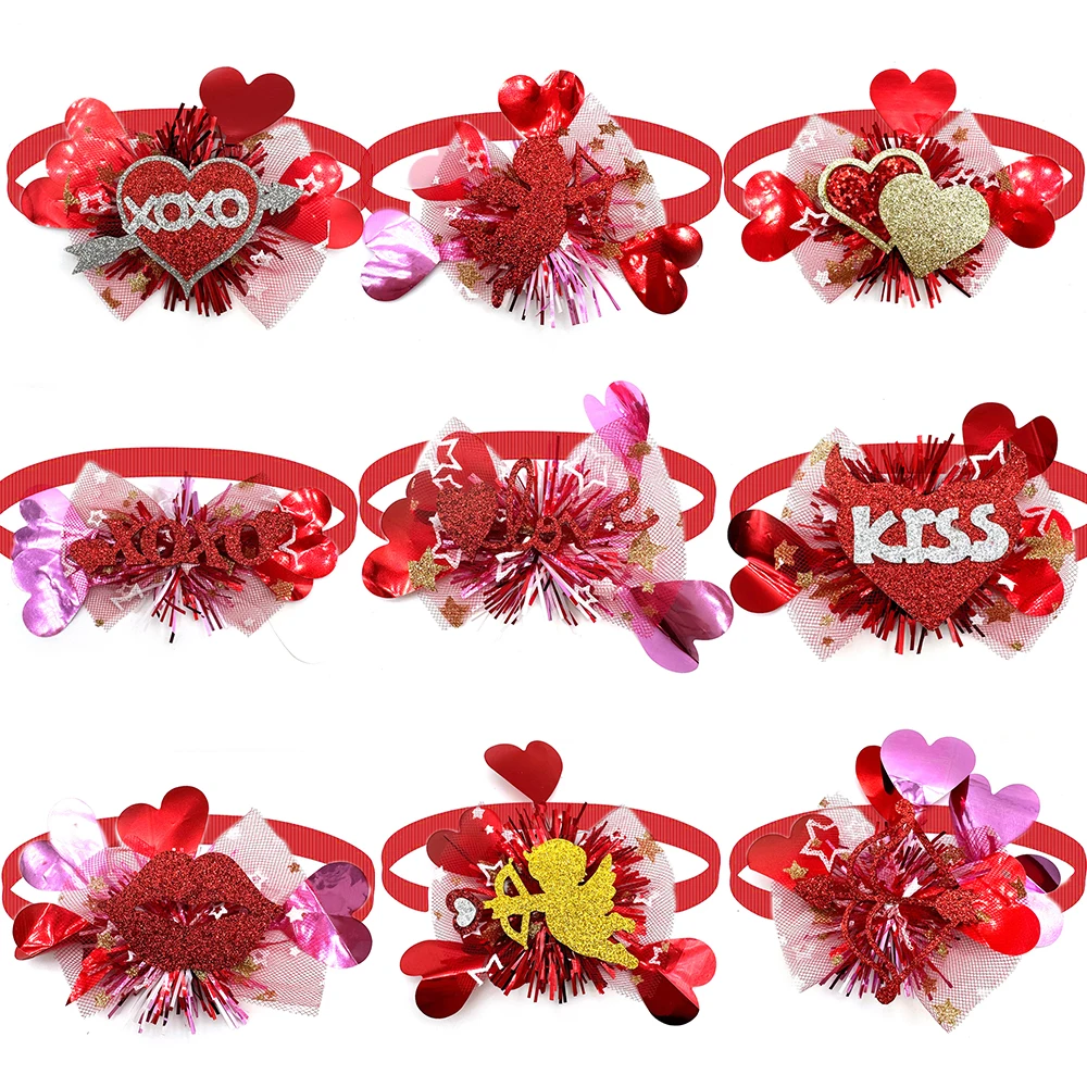 

50pcs Valentine's Day Pet Dog Bow Ties Dog Fashion BowTie Adjustable Collar Pet Grooming Bows Dog Accessories for Small Dogs