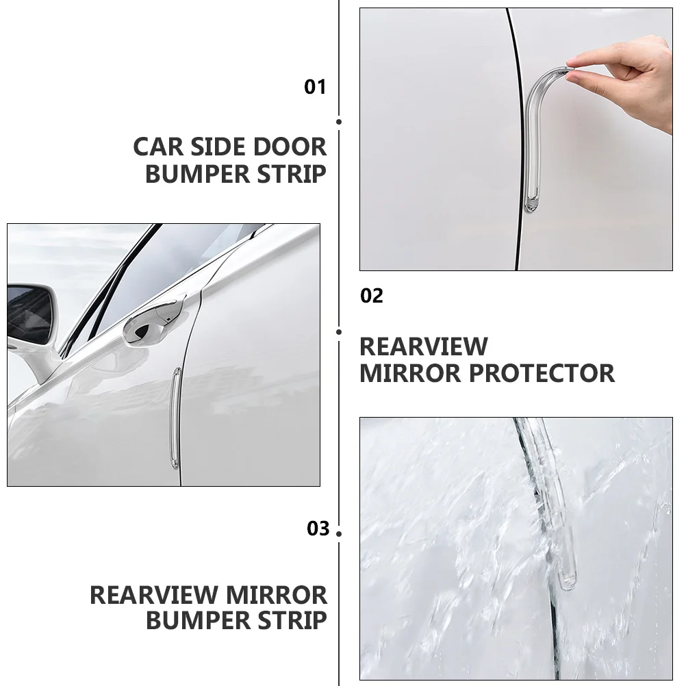 

4Pcs Auto Door Protector Car Door Bumping Strip Gentle Texture Stable Adhesion Scratch Impact Resistant Perfect Fit No Damage