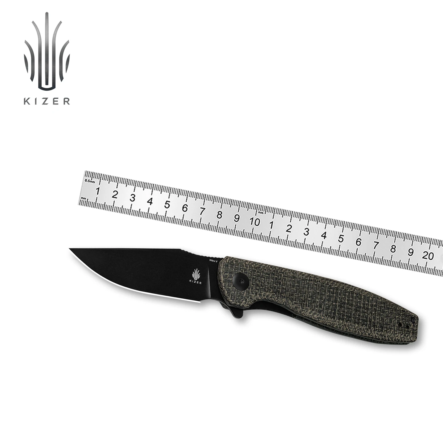 Kizer Folding Pocket Crocodile V4716M2 NitroV Blade With Micarta Handle Travel Hunting Survival Sharp Knife