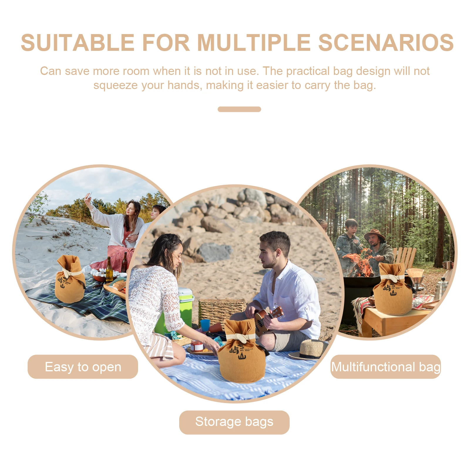 

Rice Storage Bag Reusable Bags Drawstring Grain Container Camping Food Tote Canvas Produce Cloth Flour Sack