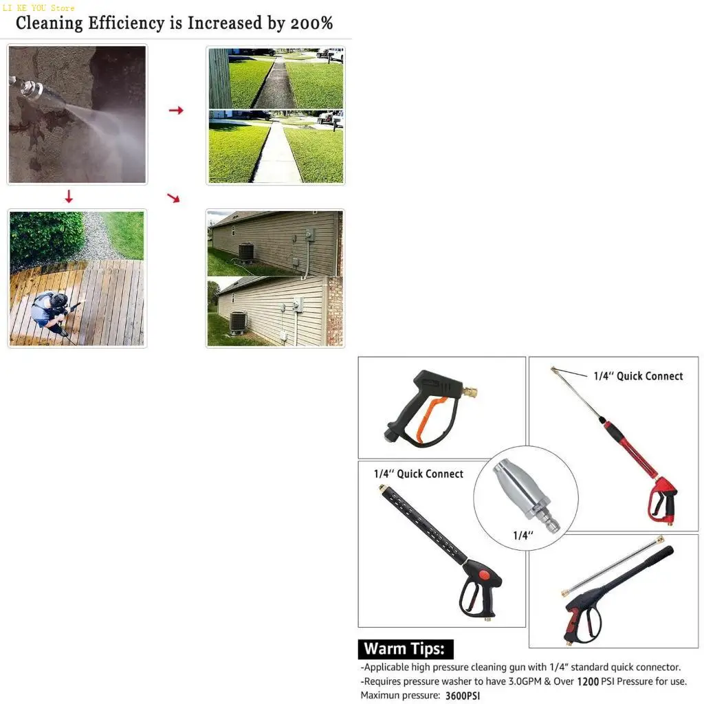 W3JE 3.0GPM Pressure Washer Rotating Nozzle 3600PSI Quick Nozzle for Cleaning Brick Concret